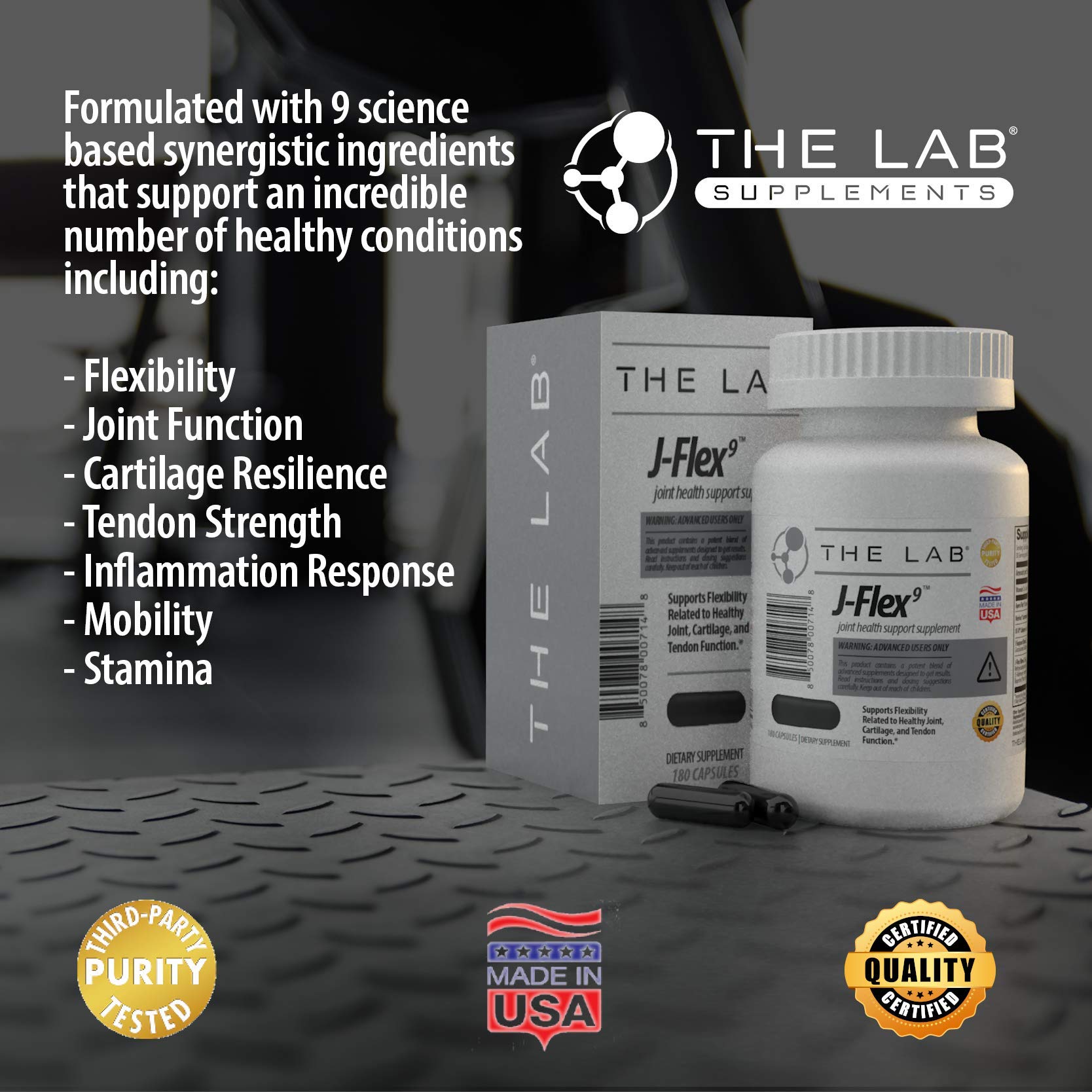 THE LAB J-FLEX9 workout scene hints at joint-friendly performance during training.