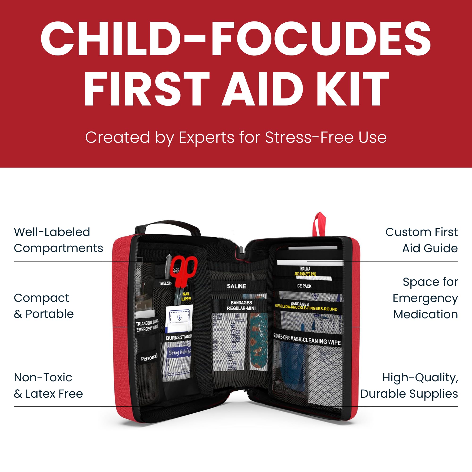 Contents include latex-free bandages, gauze, cold pack and more in The Life Safety Pro kit.