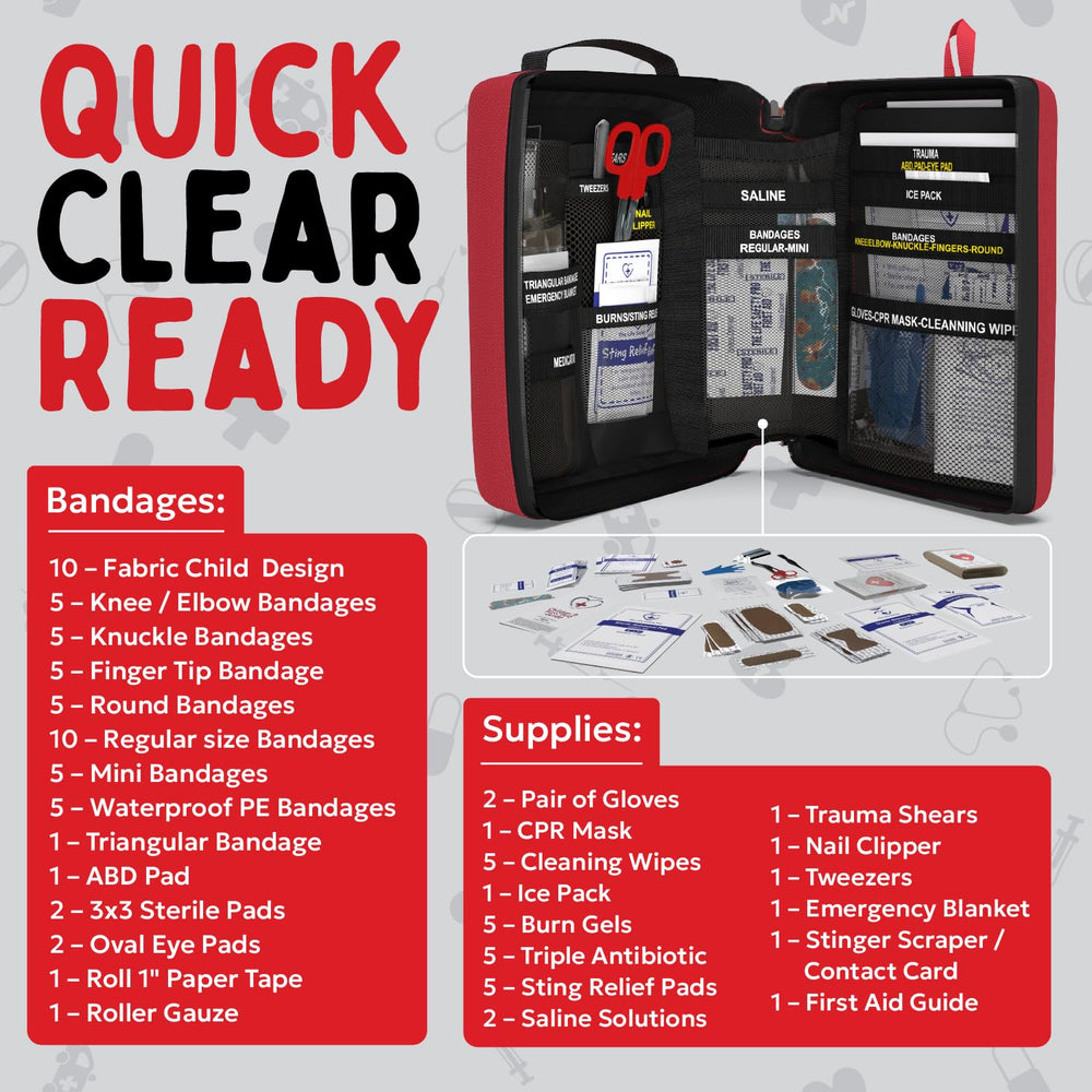 The Life Safety Pro kid kit features water-resistant fabric for outdoor use.