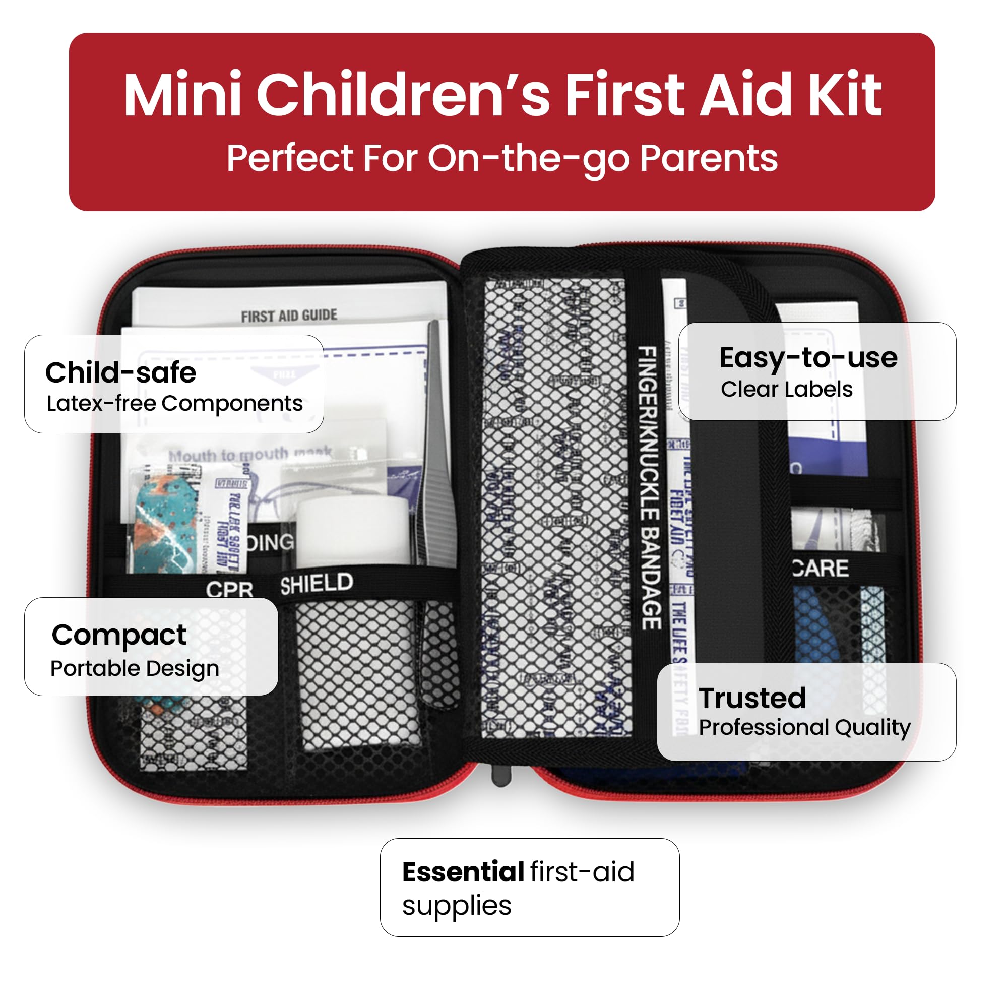 The Life Safety Pro mini first aid kit in a backpack for quick access during activities.
