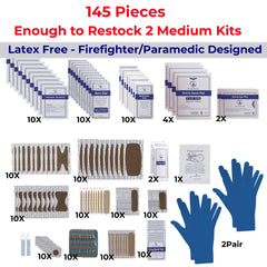 The Life Safety Pro refill set for two medium kits, organized contents for easy restock.