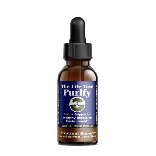 The Life Tree Purify bottle front showing organic tincture for daily support.