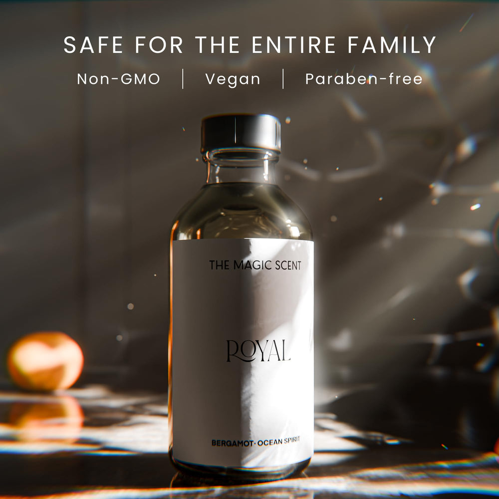 The Magic Scent Royal Hotel packaging box signaling premium, gift-ready aroma.