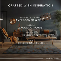 The Magic Scent Santal 10ml diffuser oil bottle warms interiors.