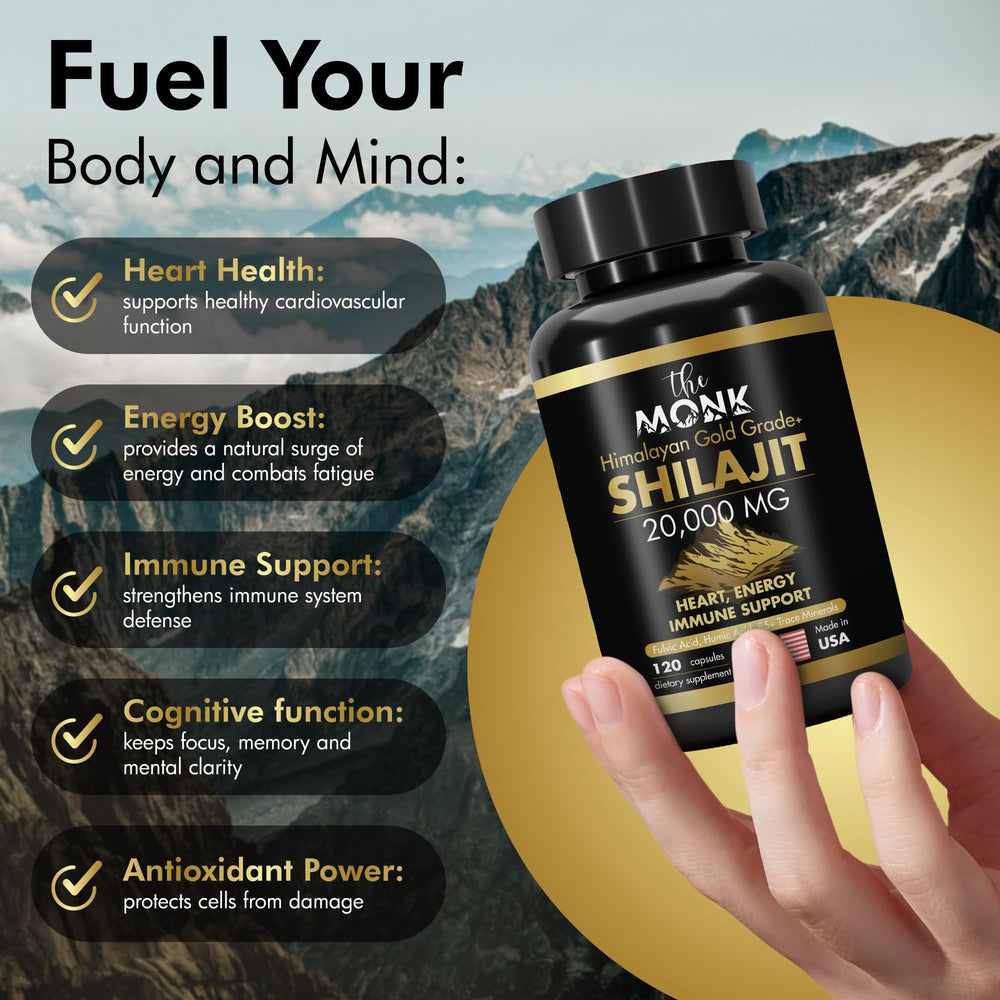 Close-up of fulvic and humic minerals in The MONK Shilajit for wellness.