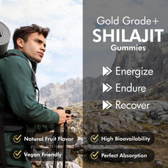 Open bottle from The MONK Shilajit Gummies for daily energy support.