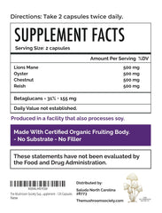 The Mushroom Society Super Stacker packaging highlights 120 vegan capsules for daily routines.