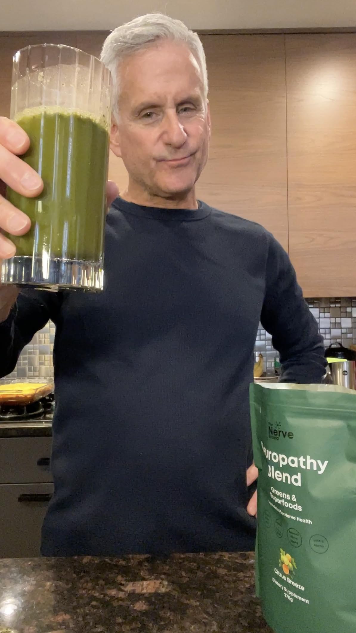 The Nerve Brand Neuropathy Superfood Blend spirulina and chlorella ingredients, nutrient-rich greens.