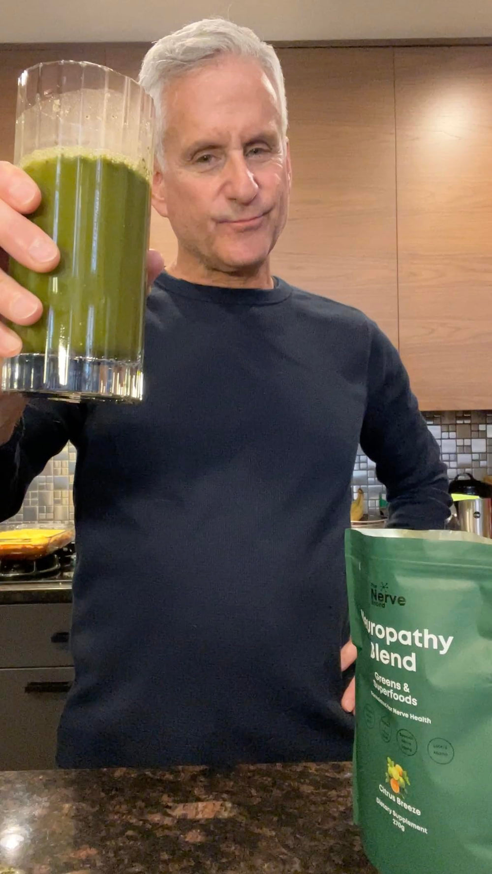 The Nerve Brand Neuropathy Superfood Blend spirulina and chlorella ingredients, nutrient-rich greens.