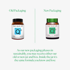 Close-up of COQ10 label emphasizing vegan, gluten-free, and clean ingredients