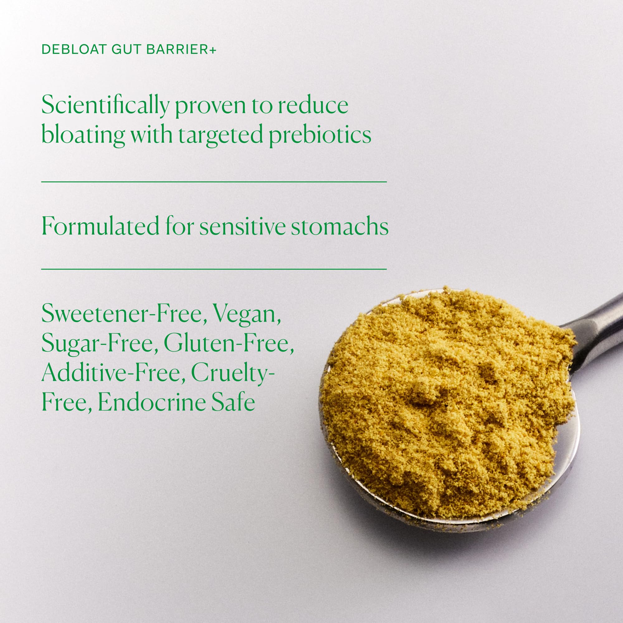 The Nue Co Debloat blend of turmeric and ginger highlights natural digestive support.