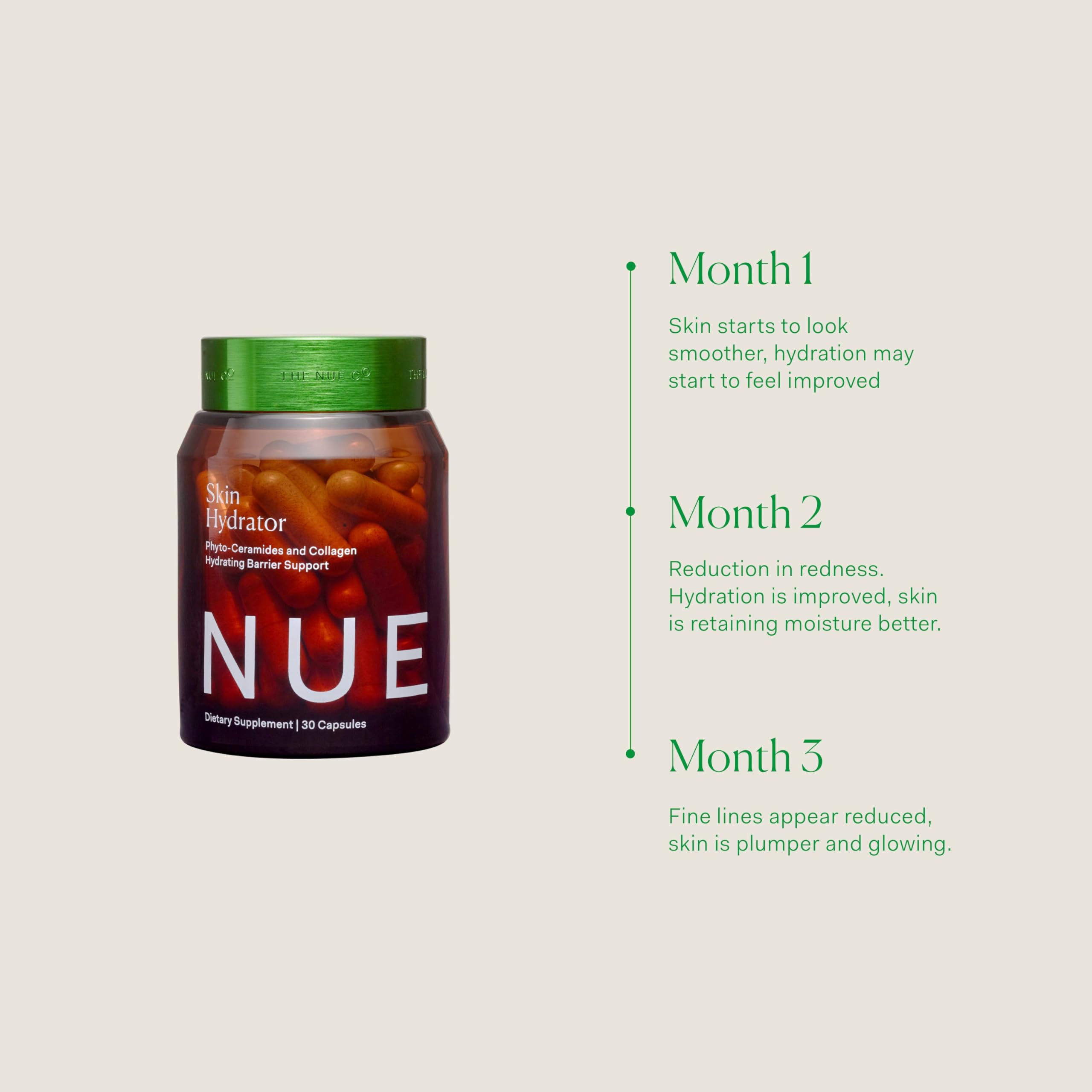 Close-up of a capsule detail from The Nue Co Skin Hydrator highlighting the clean formula