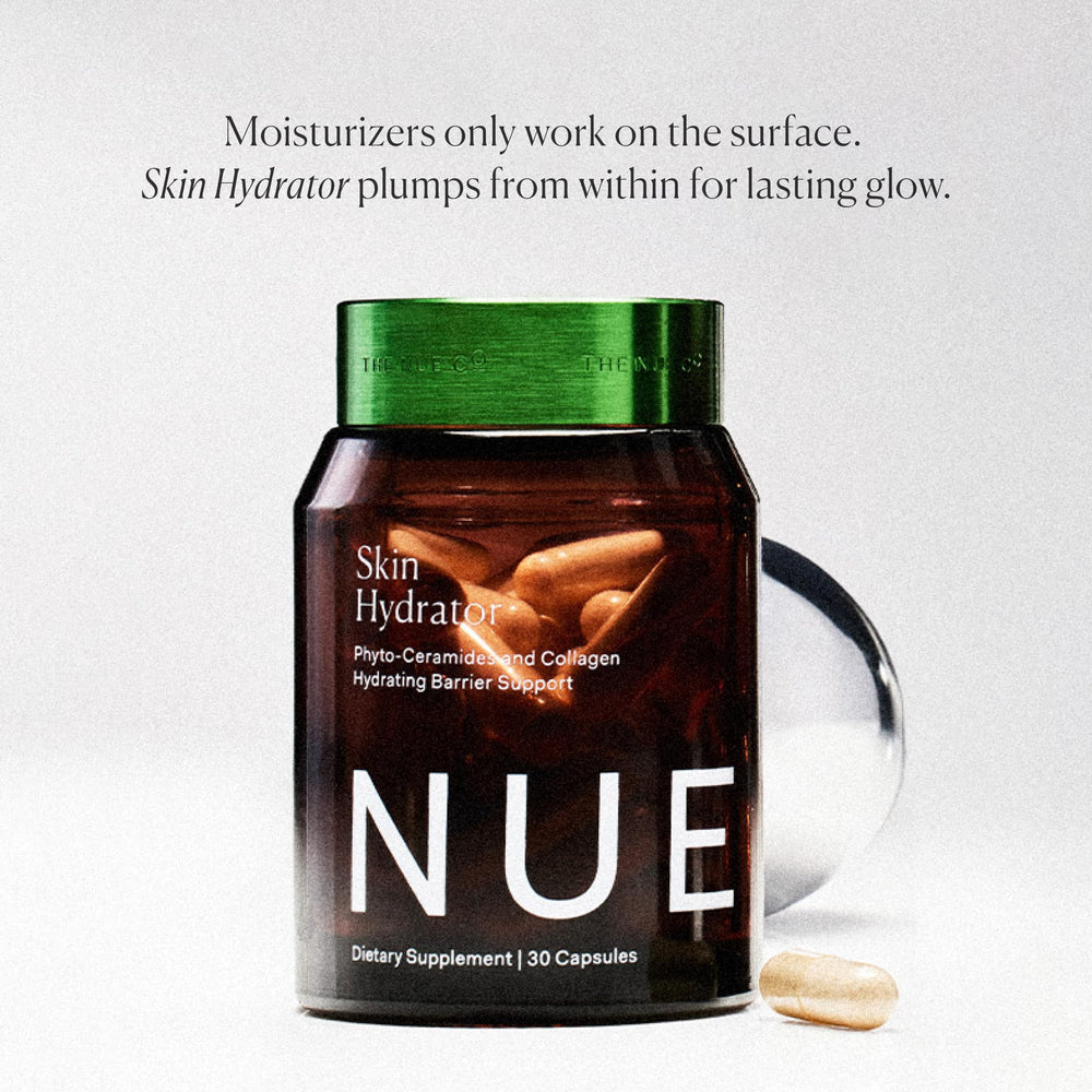 Aloe illustration emphasizes soothing, plant-based ingredients in The Nue Co Skin Hydrator