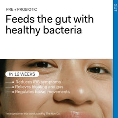 The Nue Co Vitamin C label close-up with citrus bioflavonoids.