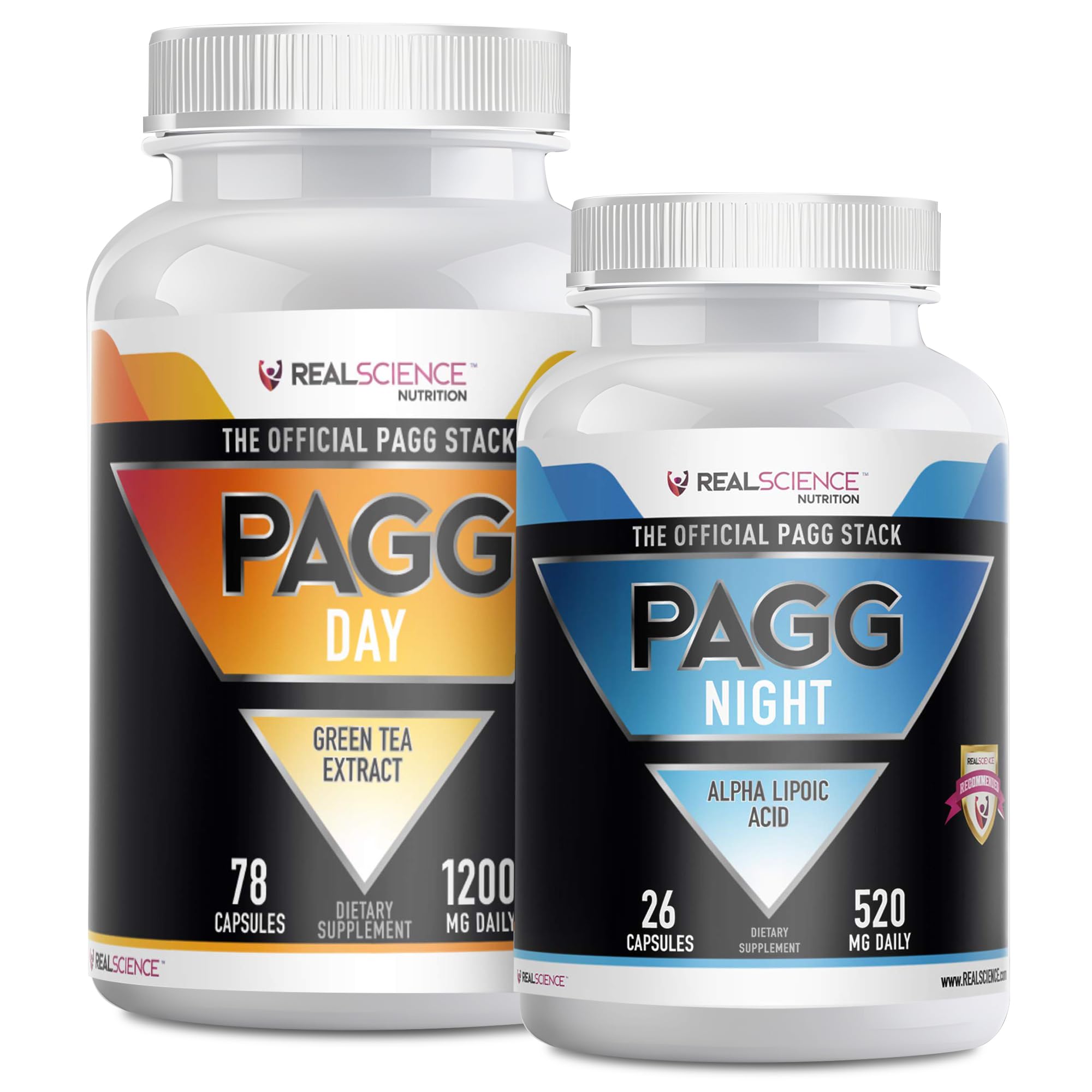 The Official PAGG Stack Day green tea extract bottle boosts energy and fat metabolism.
