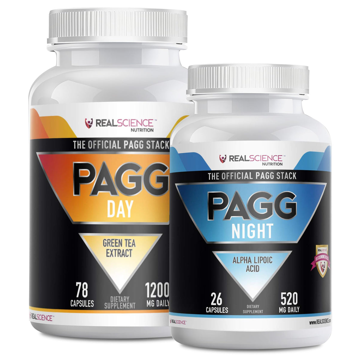 The Official PAGG Stack Day green tea extract bottle boosts energy and fat metabolism.