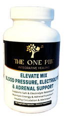 The One Pill Elevate Mix bottle label highlights vegan, non-GMO capsules for energy support.