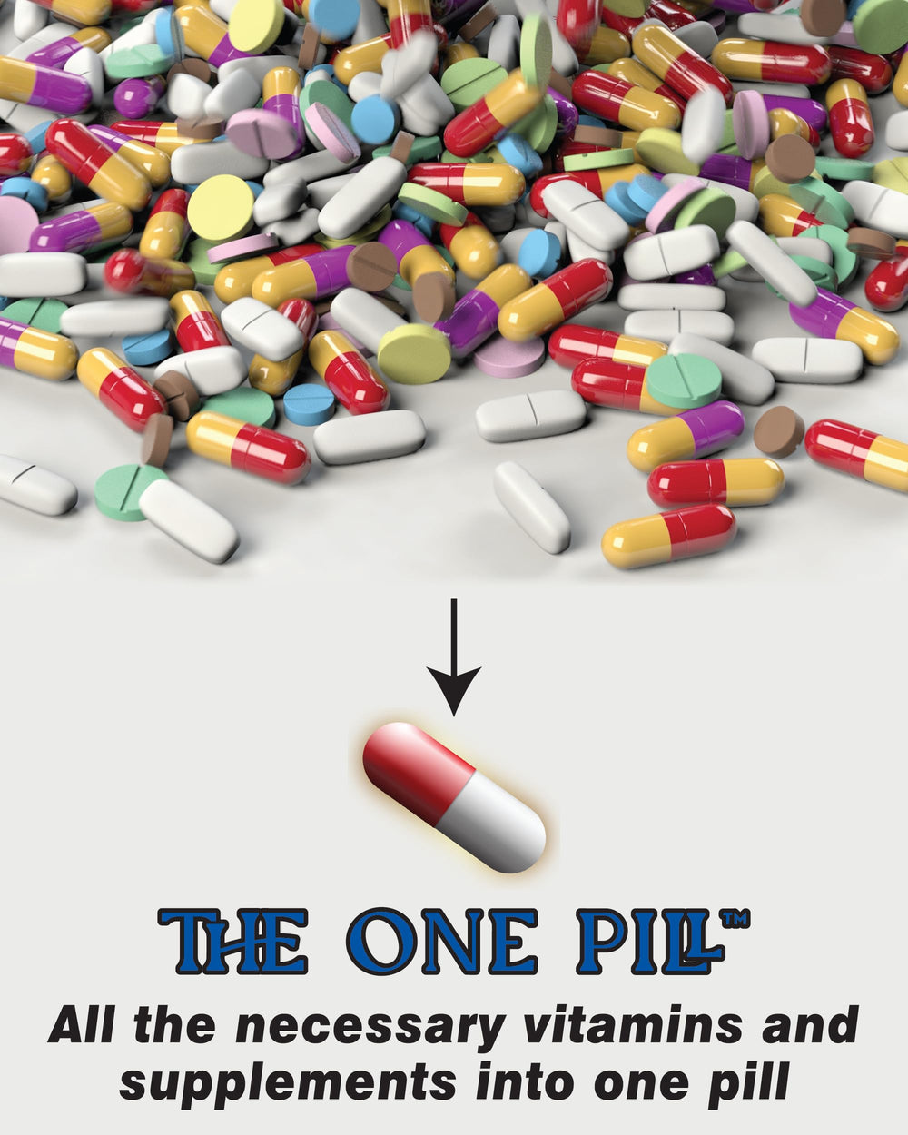 The One Pill Elevate Mix ingredient list closeup reveals vitamins and adaptogens.