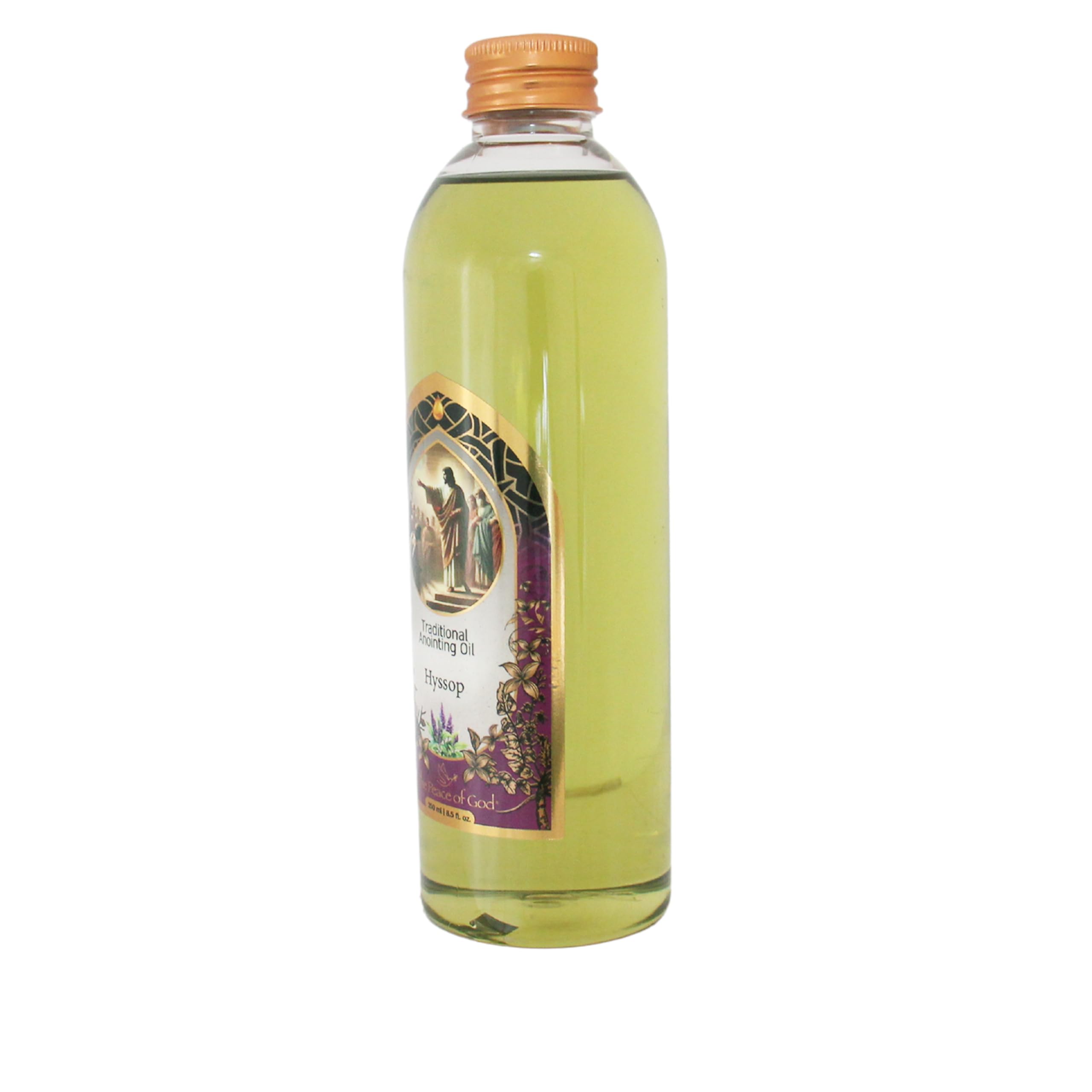 The Peace of God Hyssop oil bottle closeup scent highlighting earthy, resinous notes for meditation.