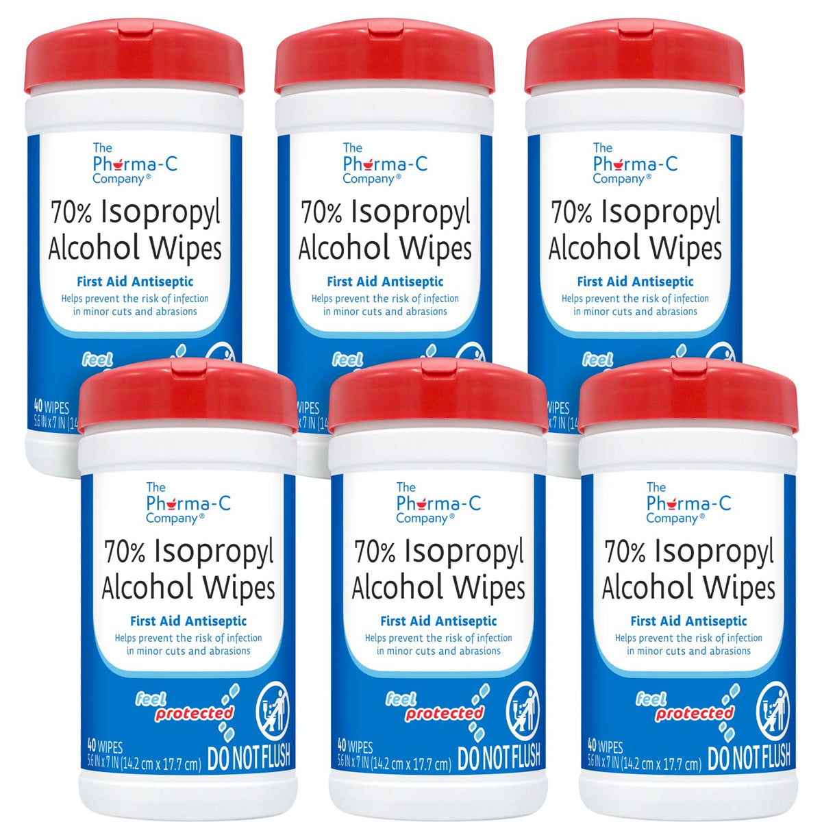 The Pharma-C Company 70% IPA wipes canister front for quick on-the-go cleaning