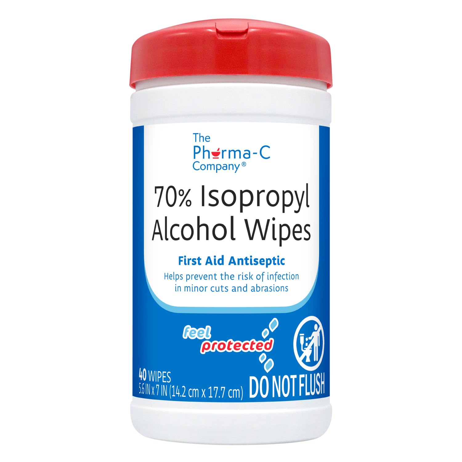 The Pharma-C Company 70% IPA wipes moisture-lock lid close-up showing moisture retention