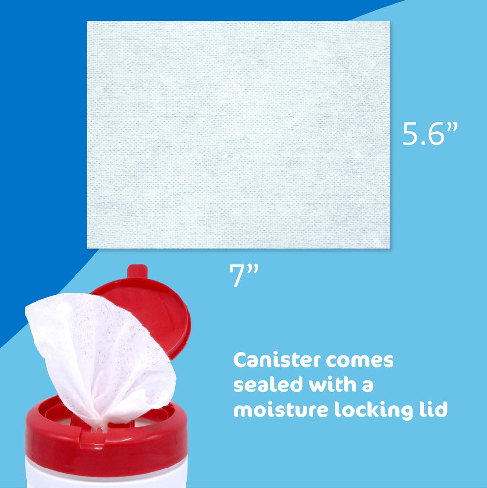 The Pharma-C Company wipes demonstrate a 5.6 x 7 inch sheet size for full coverage