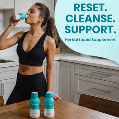 Bottles lined beside a gym bag highlight on-the-go liver support after workouts.
