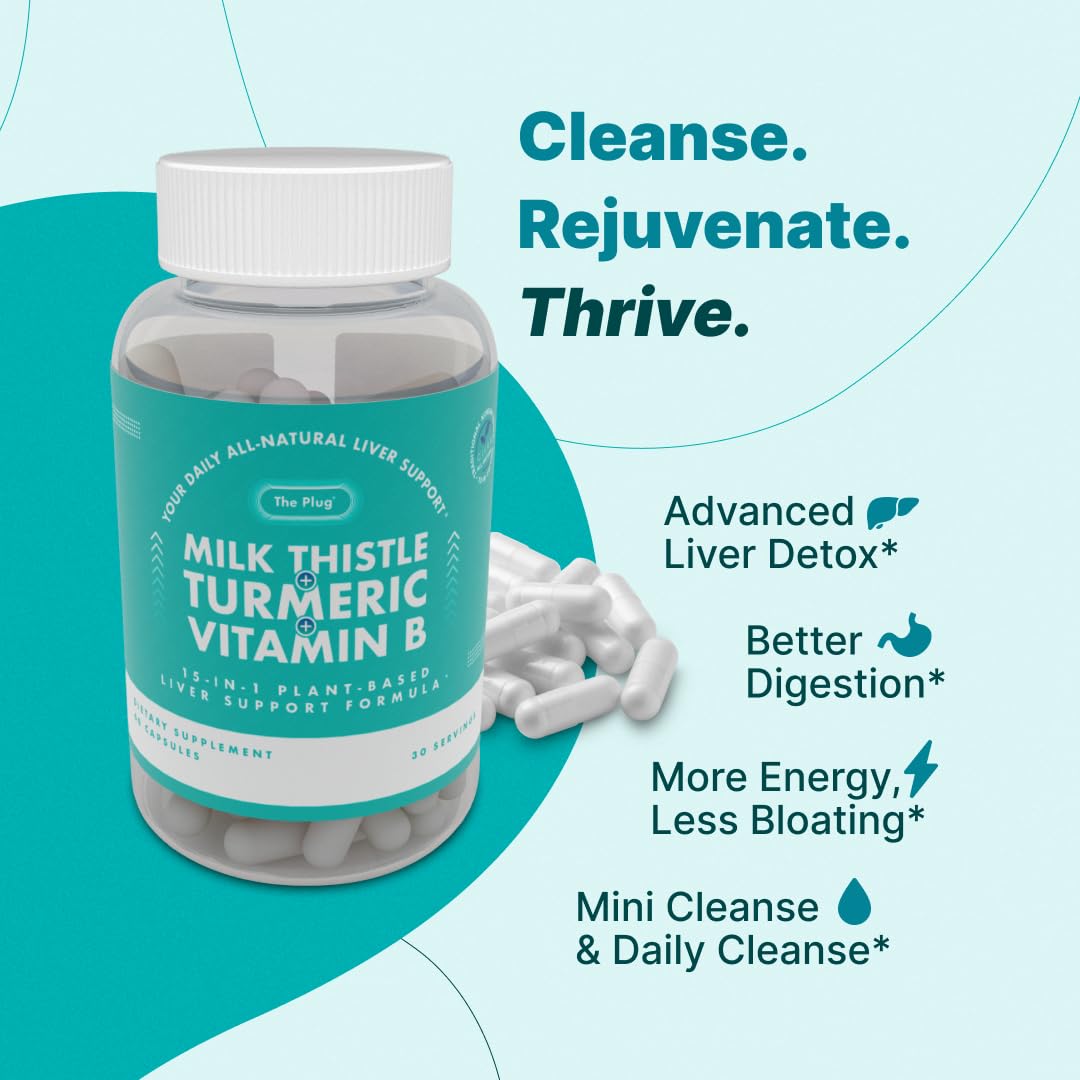 The Plug Liver Cleanse turmeric capsules ready for digestion support.