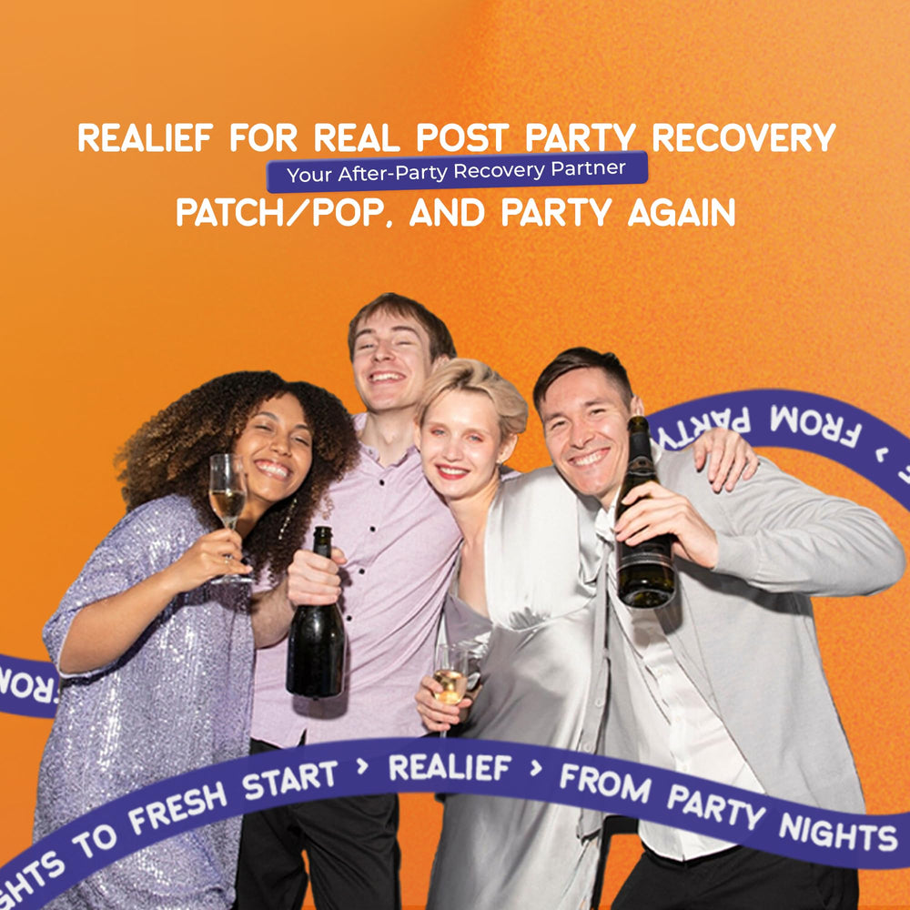 The Realief post party gummies feature DHM and milk thistle for plant-based support