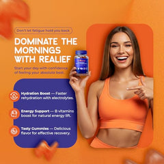 The Realief post party gummies serving pack demonstrates convenient, on-the-go wellness