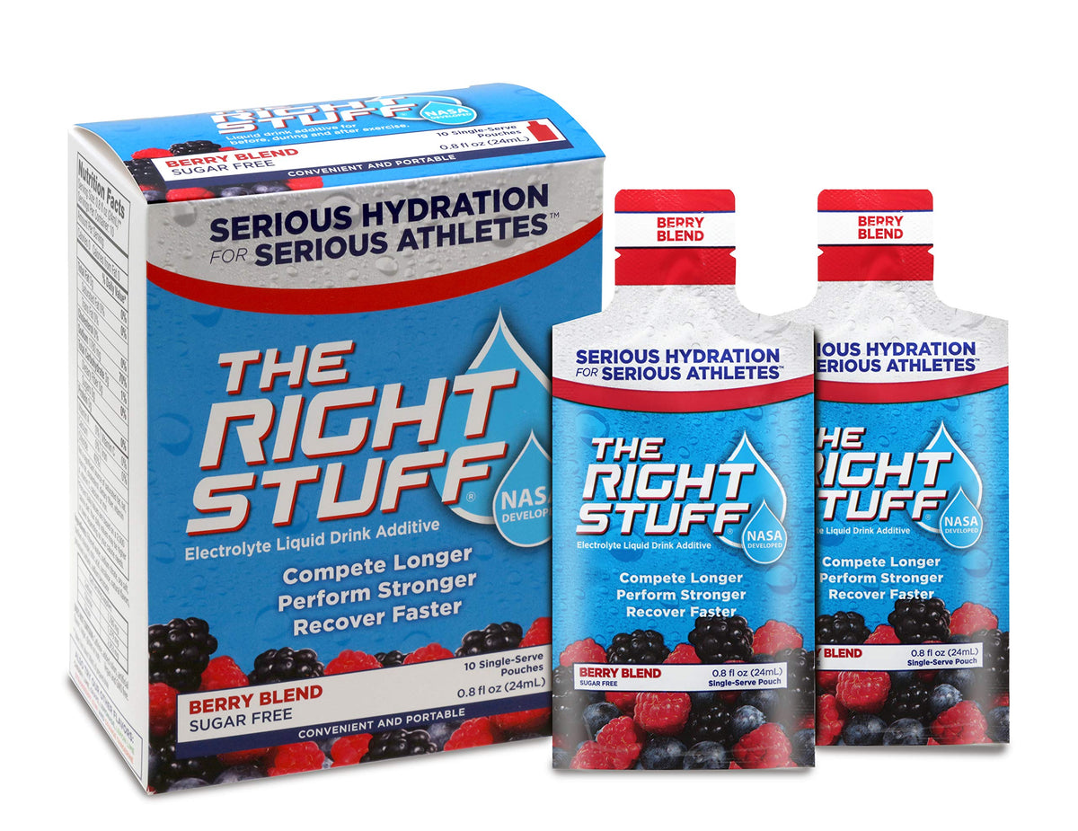 The Right Stuff electrolyte concentrate box front view ready for pre-hydration before workouts