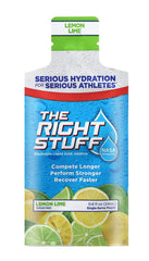 The Right Stuff Lemon Lime box back showing athlete-focused specs for performance.