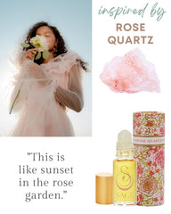 The Sage Lifestyle Rose Quartz Roll On bottle with rose and jasmine notes.