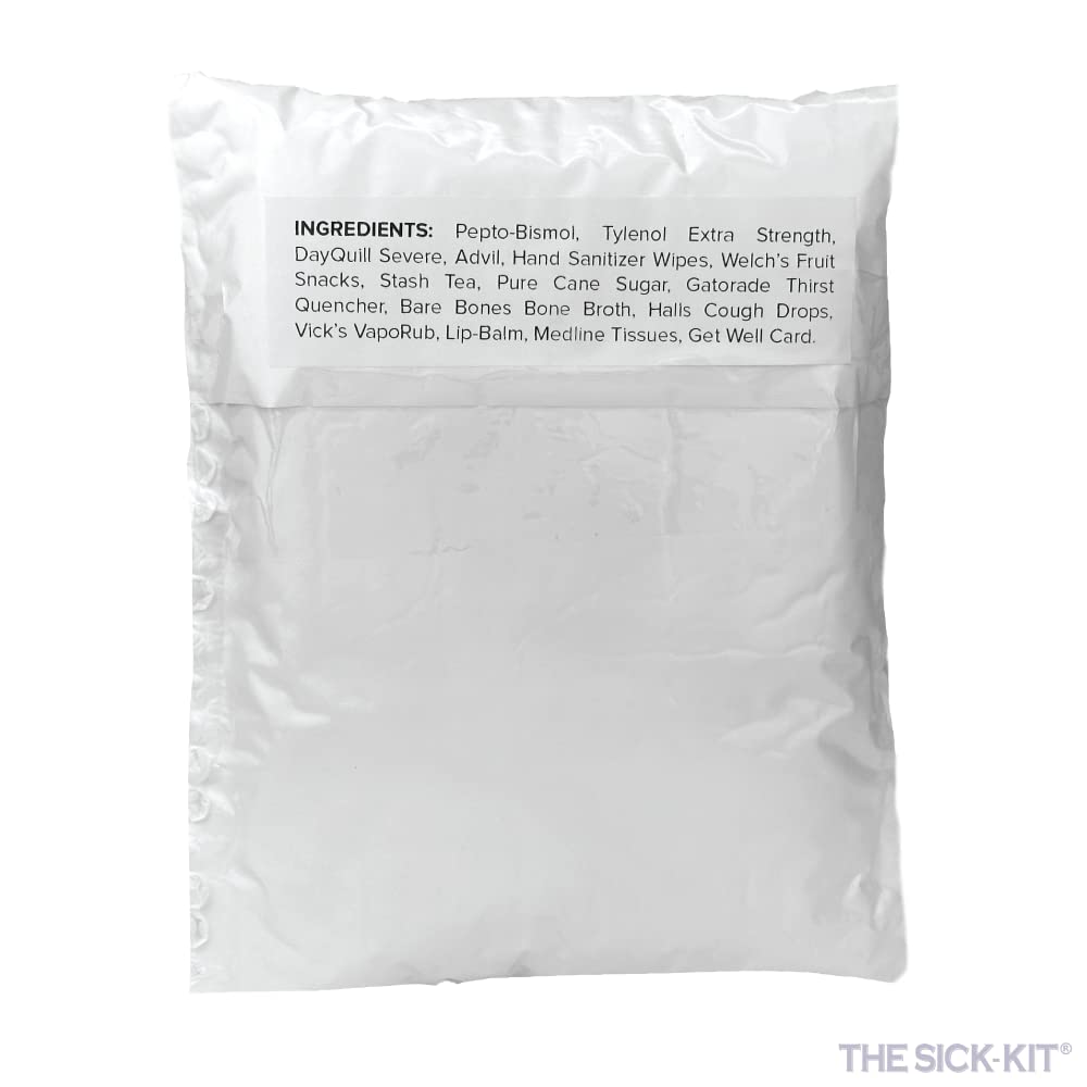 The Sick-Kit compact 16-piece set fits neatly into a bedside recovery box