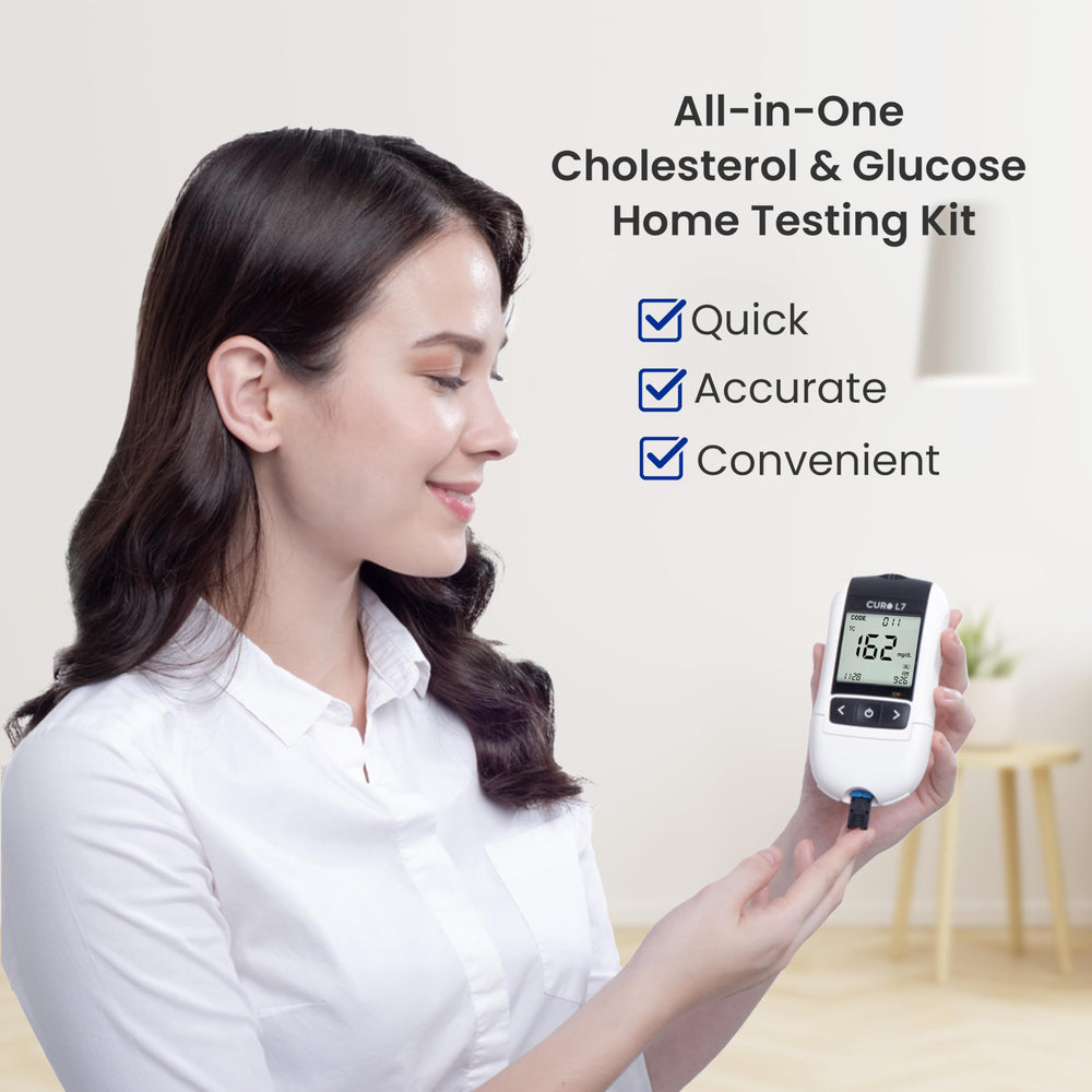 THE SOMMET CURO L7 cholesterol-strip-slot in use for at-home lipid panel