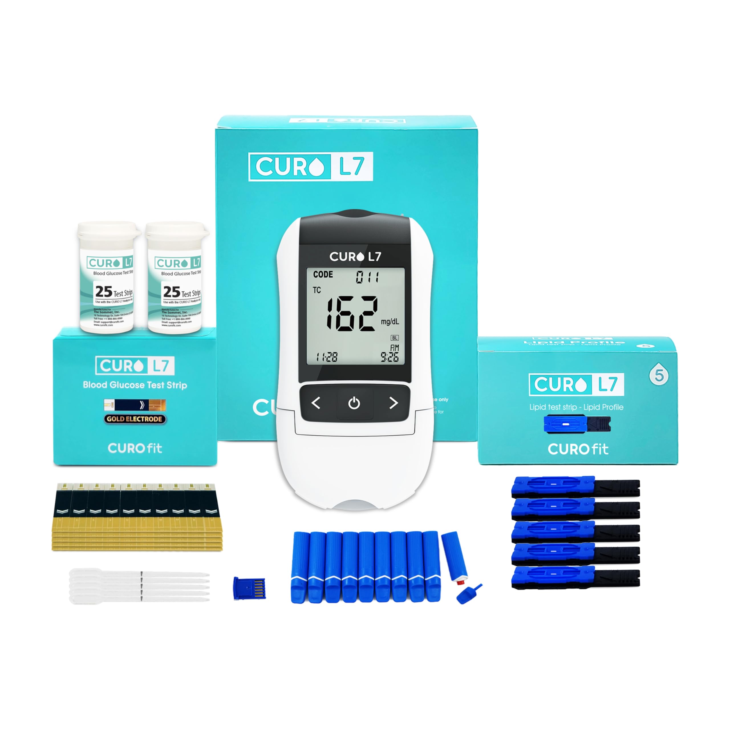 THE SOMMET CURO L7 device front view for at-home lipid and glucose testing