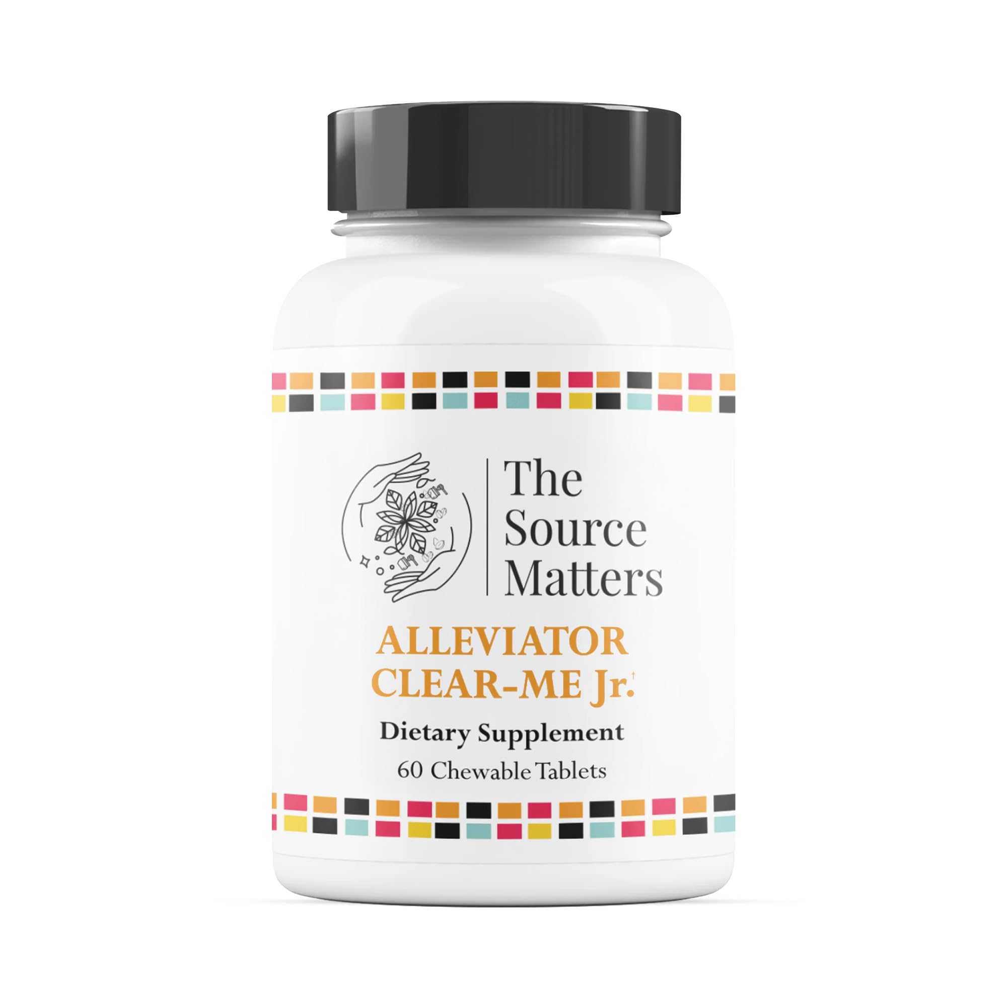 The Source Matters Alleviator Clear-Me JR bottle front view supports seasonal allergy relief for kids.