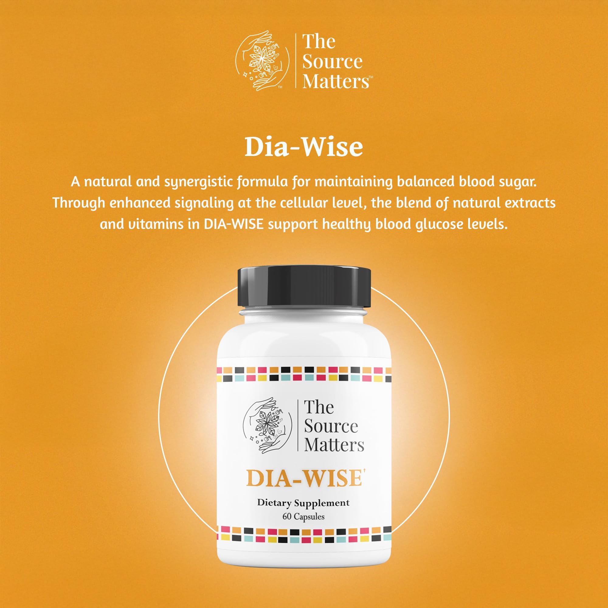 The Source Matters Dia-Wise bottle back label with key metabolism ingredients.
