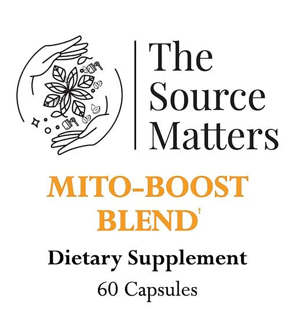 The Source Matters Mito-Boost daily nutrition bottle emphasizes micronutrient support.
