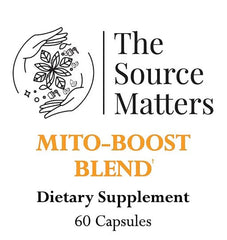 The Source Matters Mito-Boost daily nutrition bottle emphasizes micronutrient support.