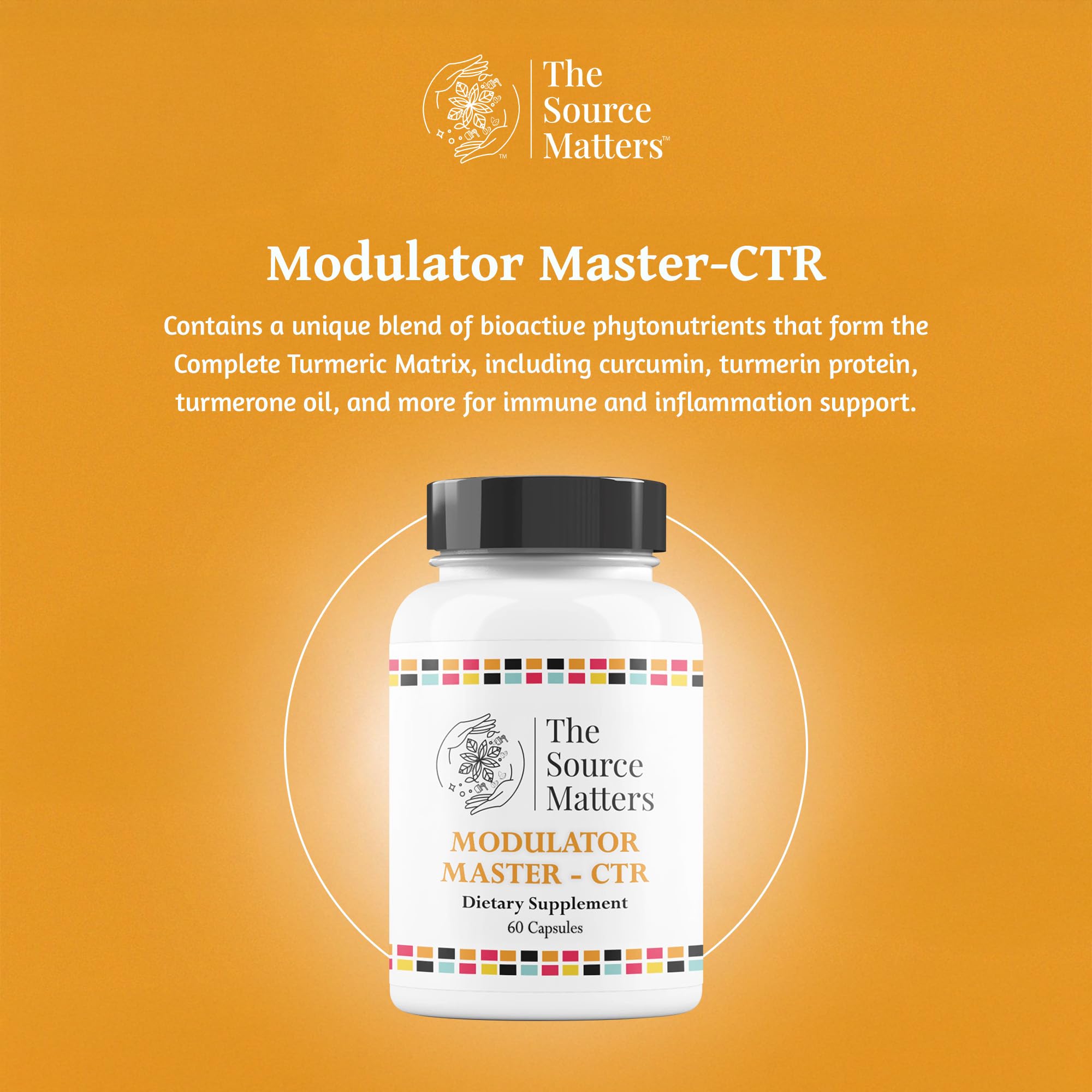 The Source Matters Modulator Master-CTR capsules arranged for daily wellness routine