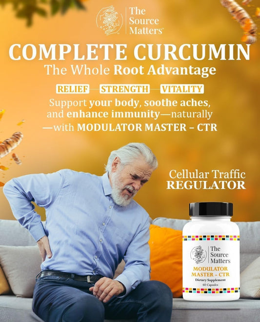 The Source Matters Modulator Master-CTR label closeup emphasizing phytonutrients and balance