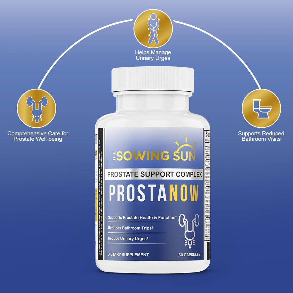 The Sowing Sun ProstNow label-packaging emphasizes natural ingredients and transparency.