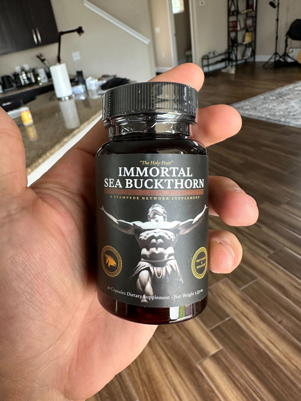 Immortal Sea Buckthorn Capsules on a morning routine setup for energy.
