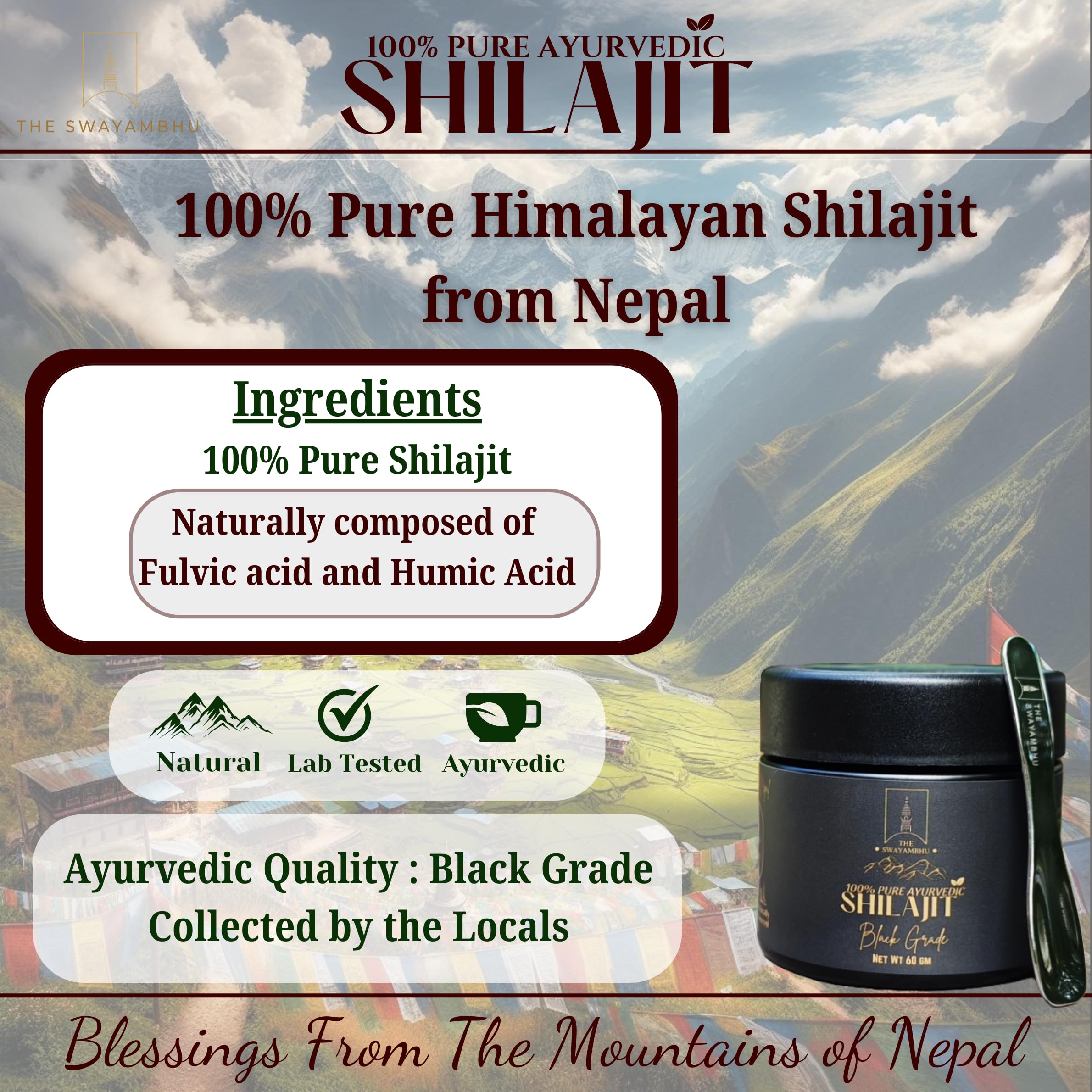 The Swayambhu Shilajit resin 60g servings provide a convenient daily wellness ritual.