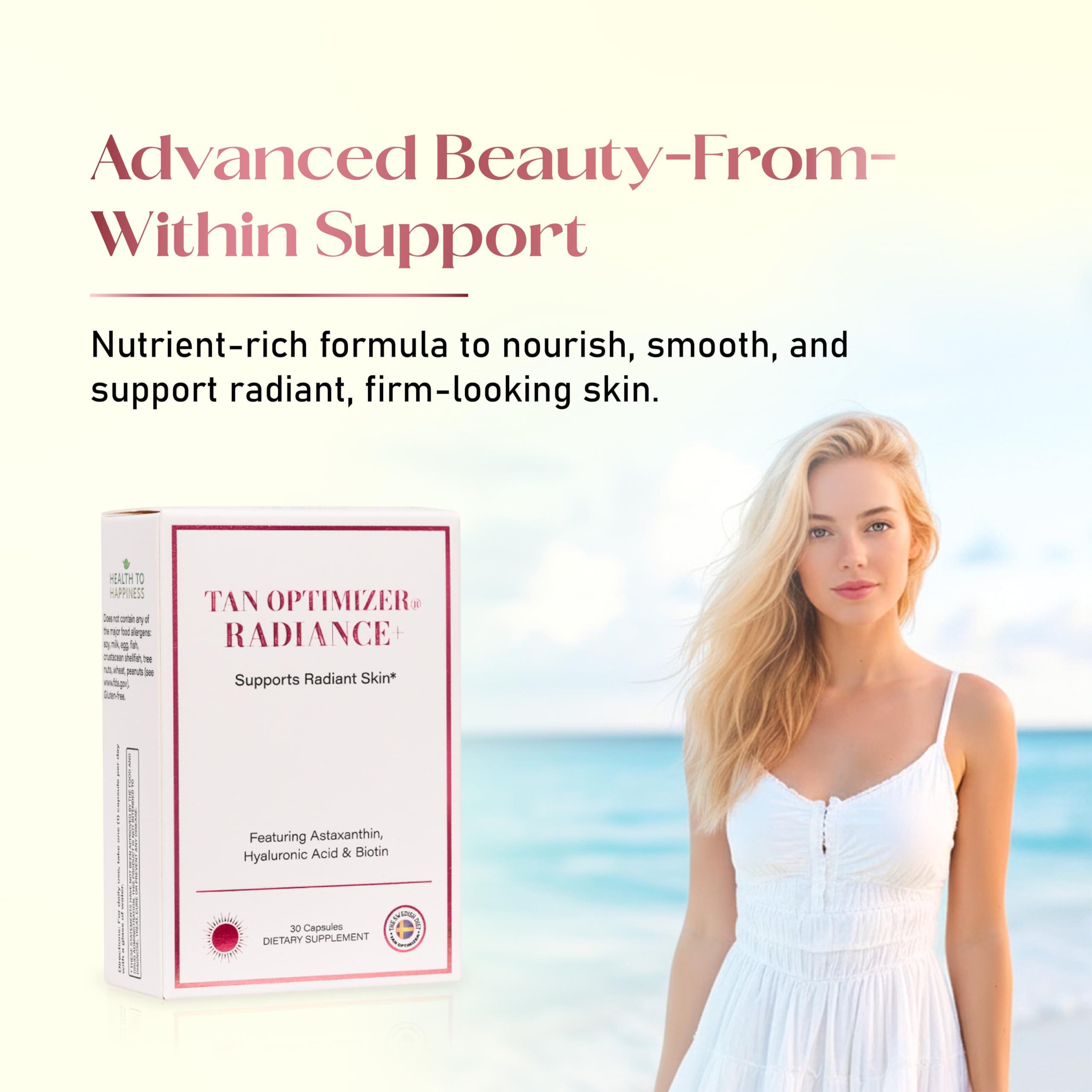 Blister packs of The Swedish Diet Tan Optimizer Radiance+ offer a premium, convenient routine.