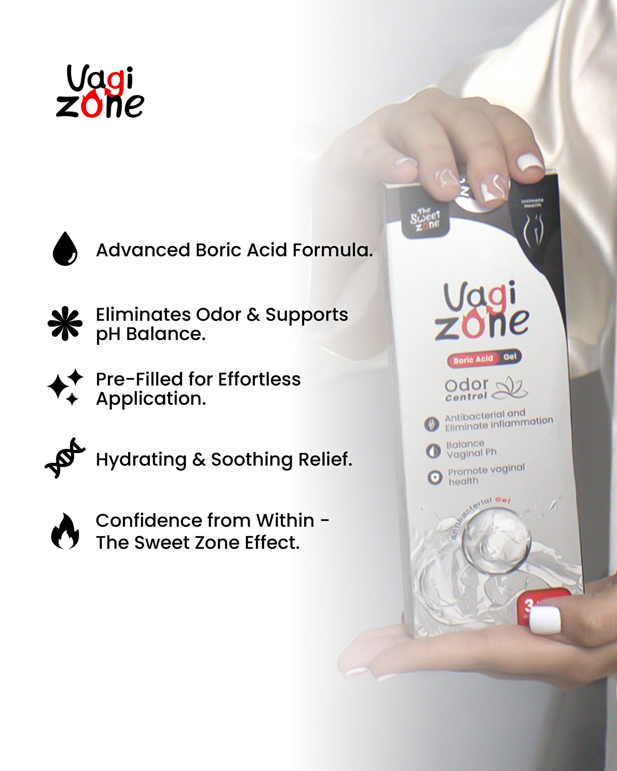 The Sweet Zone Vagizone texture swatch showing smooth, hydrating gel