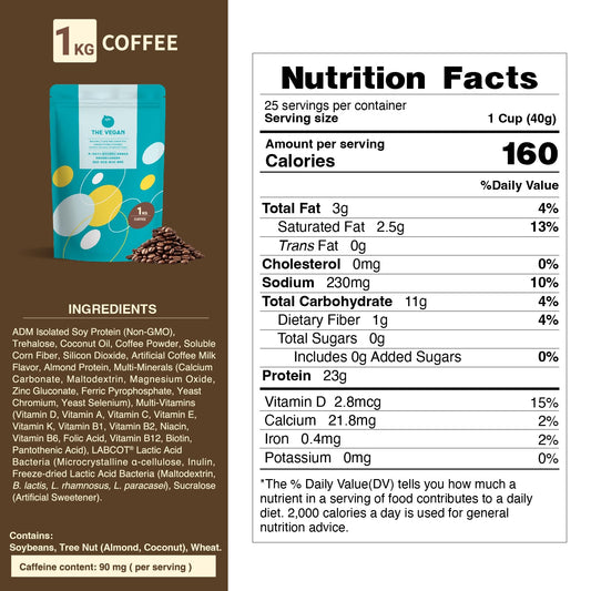 THE VEGAN latte mix blends smoothly into coffee