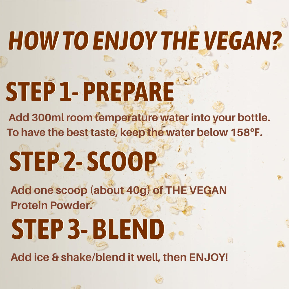 THE VEGAN protein powder dissolves in coffee for a smooth latte.