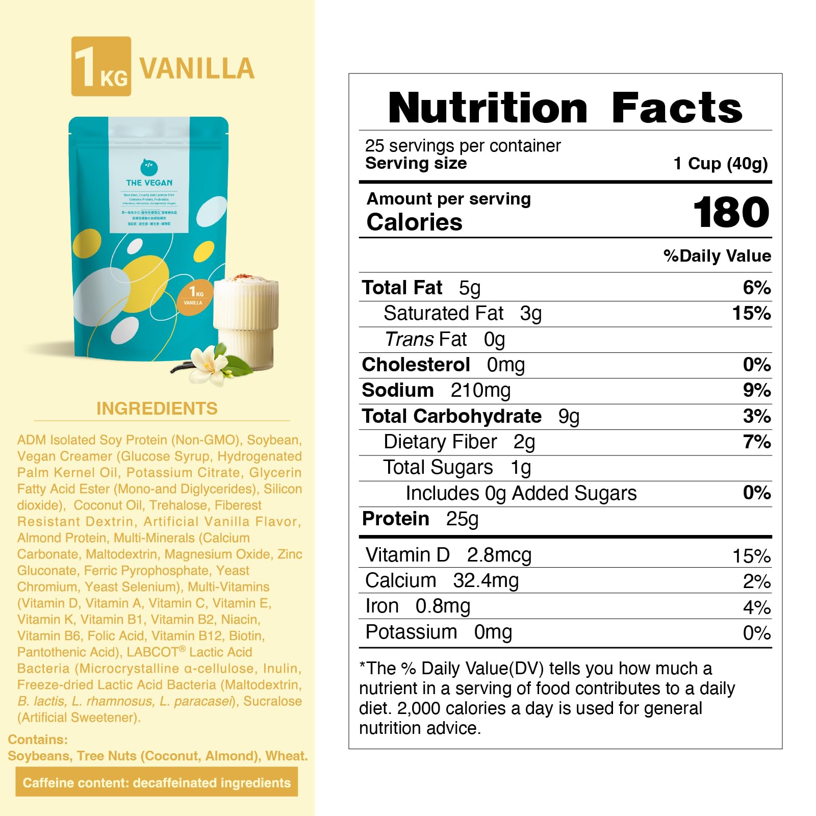 THE VEGAN vanilla protein powder mixes into coffee for a creamy, high-protein latte